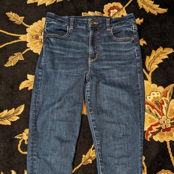 American Eagle Curvy Super Hi Rise Jegging Dark Wash Skinny Stretch Jeans 10 - Picture 2 of 4